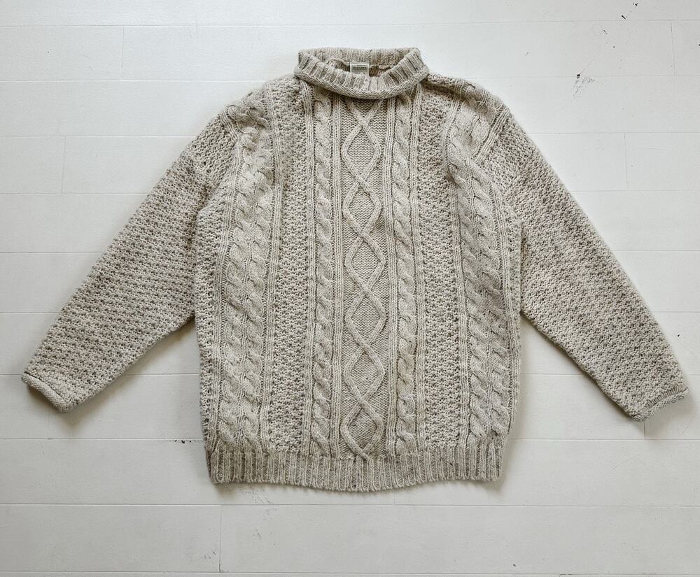 Vintage 90s Old Navy Wool Cable Knit Turtleneck Sweater XL